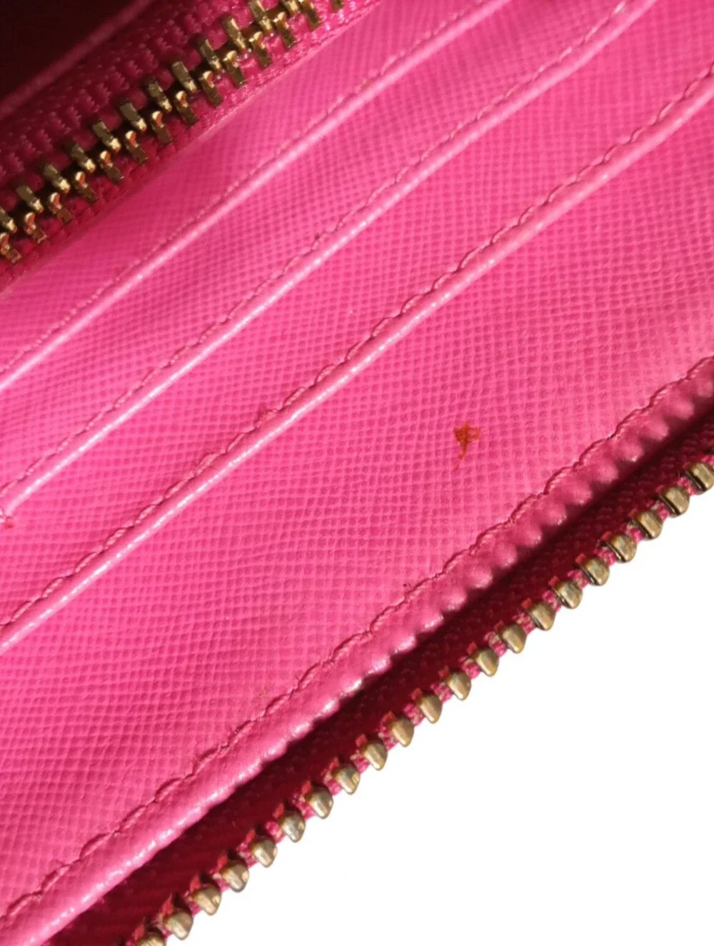 Tory Burch Hot Pink Saffiano Zip Around Wallet Gold Logo Leather